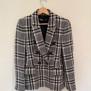 Zara Women's Monochrome Checkered Blazer